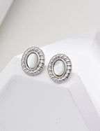 925 Sterling Silver Shell Earrings - Silver