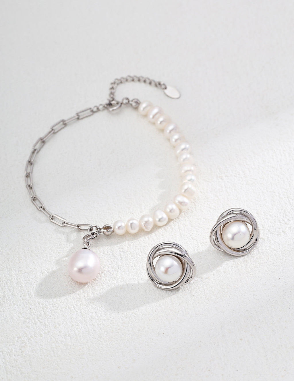 925 Sterling Silver Natural Pearl Earrings - Silver