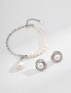 925 Sterling Silver Natural Pearl Earrings - Silver