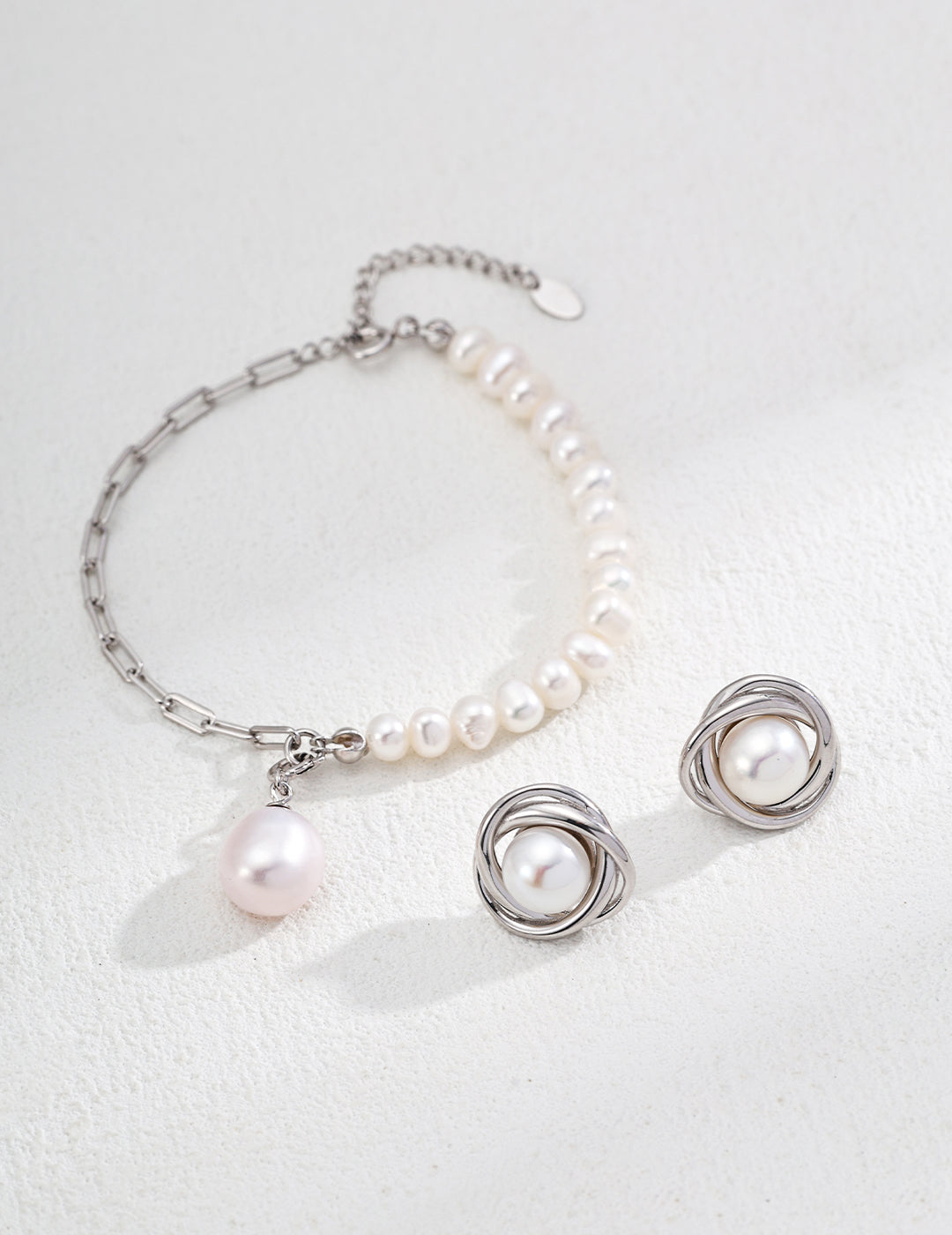 925 Sterling Silver Natural Pearl Earrings - Silver