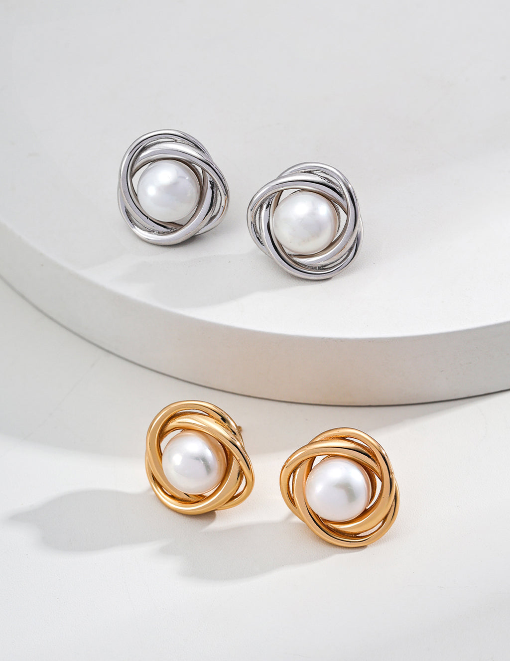 925 Sterling Silver Natural Pearl Earrings - Silver