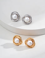 925 Sterling Silver Natural Pearl Earrings - Silver