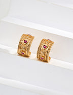 925 Sterling Silver Heart Cubic Zirconia Earrings - Silver