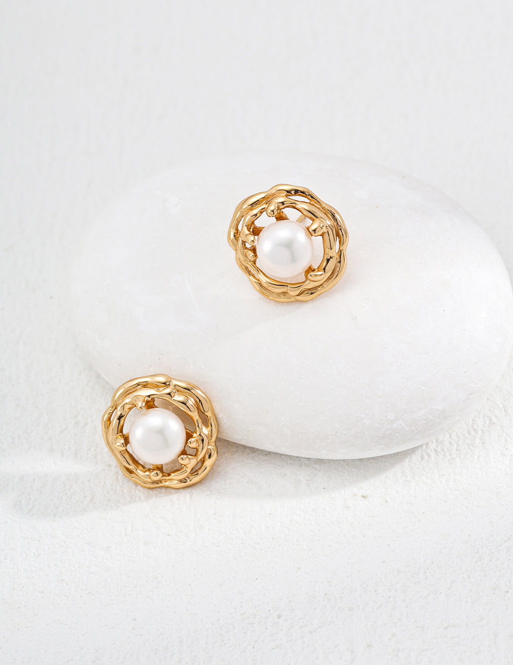 925 Sterling Silver Vintage Natural Pearl Earrings - Vintage Gold