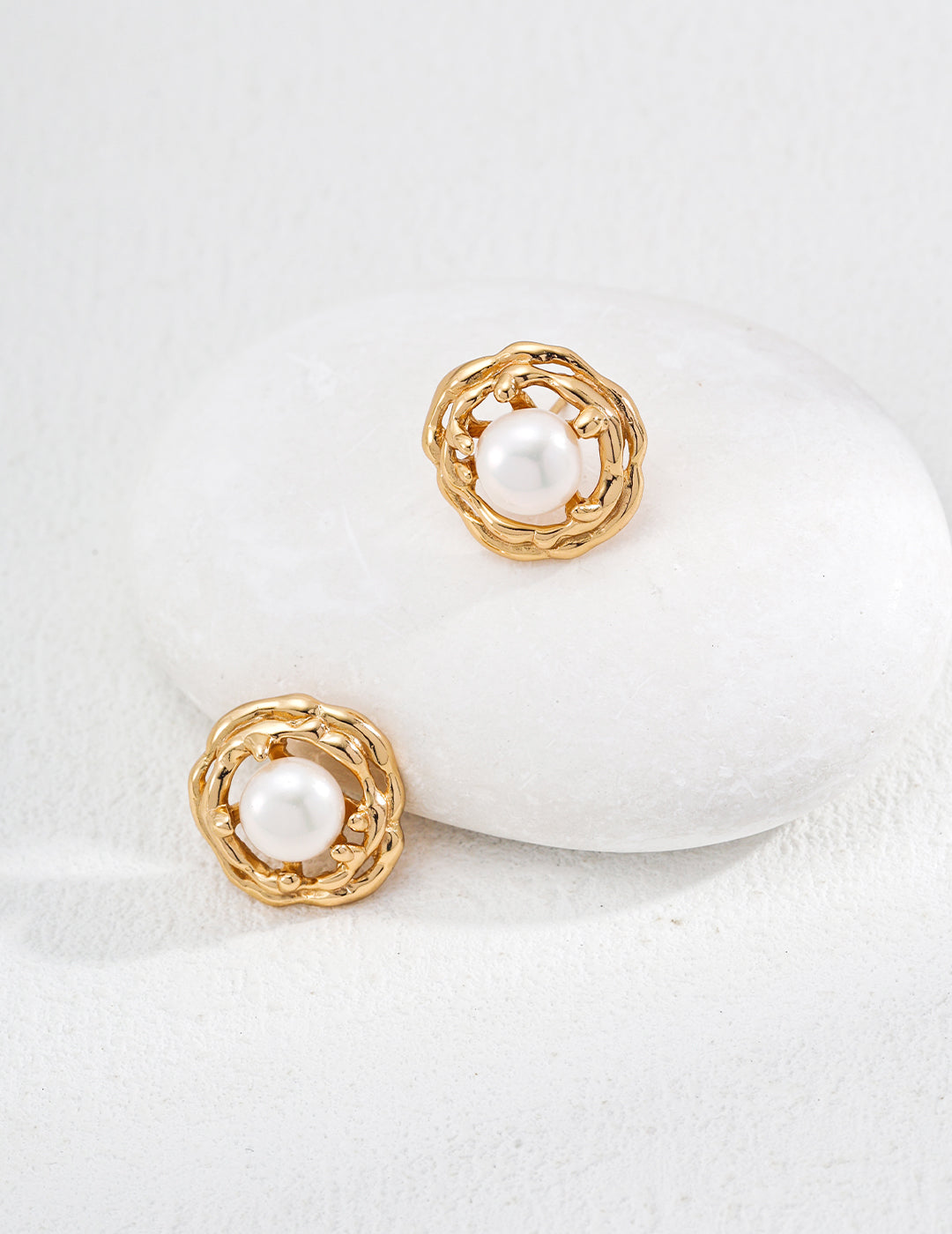 925 Sterling Silver Vintage Natural Pearl Earrings - Vintage Gold