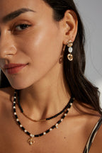 925 Sterling Silver Vintage 黑贝 Earrings - Silver