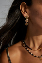 925 Sterling Silver Vintage 黑贝 Earrings - Silver