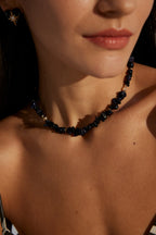 925 Sterling Silver Blue Sandstone and Natural Pearl Necklace - Vintage Gold