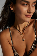 925 Sterling Silver Black Agate Necklace - Silver