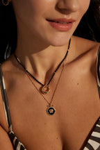 925 Sterling Silver Black Agate Necklace - Silver