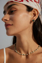 925 Sterling Silver Moss Agate Earrings - Silver