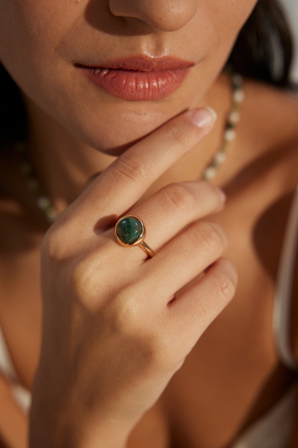 925 Sterling Silver Moss Agate Ring - Silver