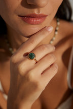 925 Sterling Silver Moss Agate Ring - Silver