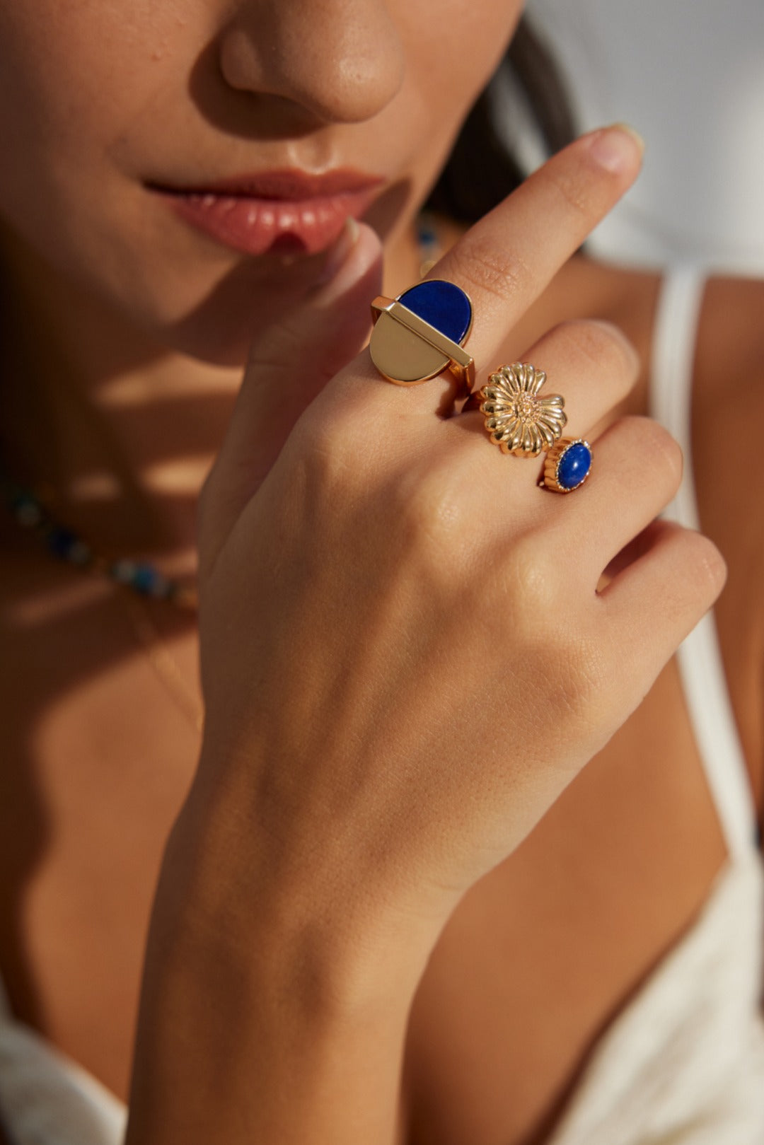 925 Sterling Silver Vintage Lapis Lazuli Ring - Silver