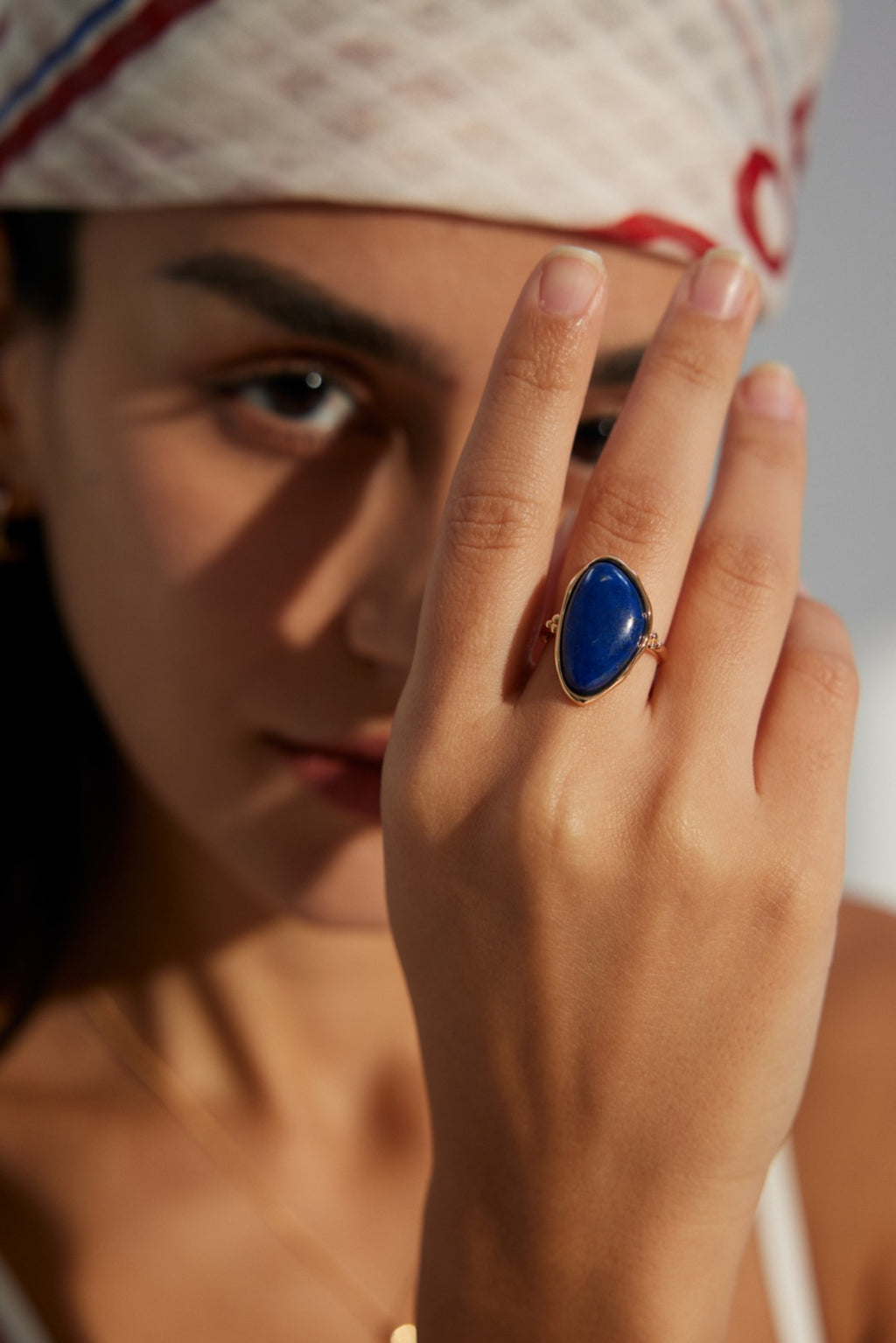 925 Sterling Silver Star Lapis Lazuli Ring - Vintage Gold
