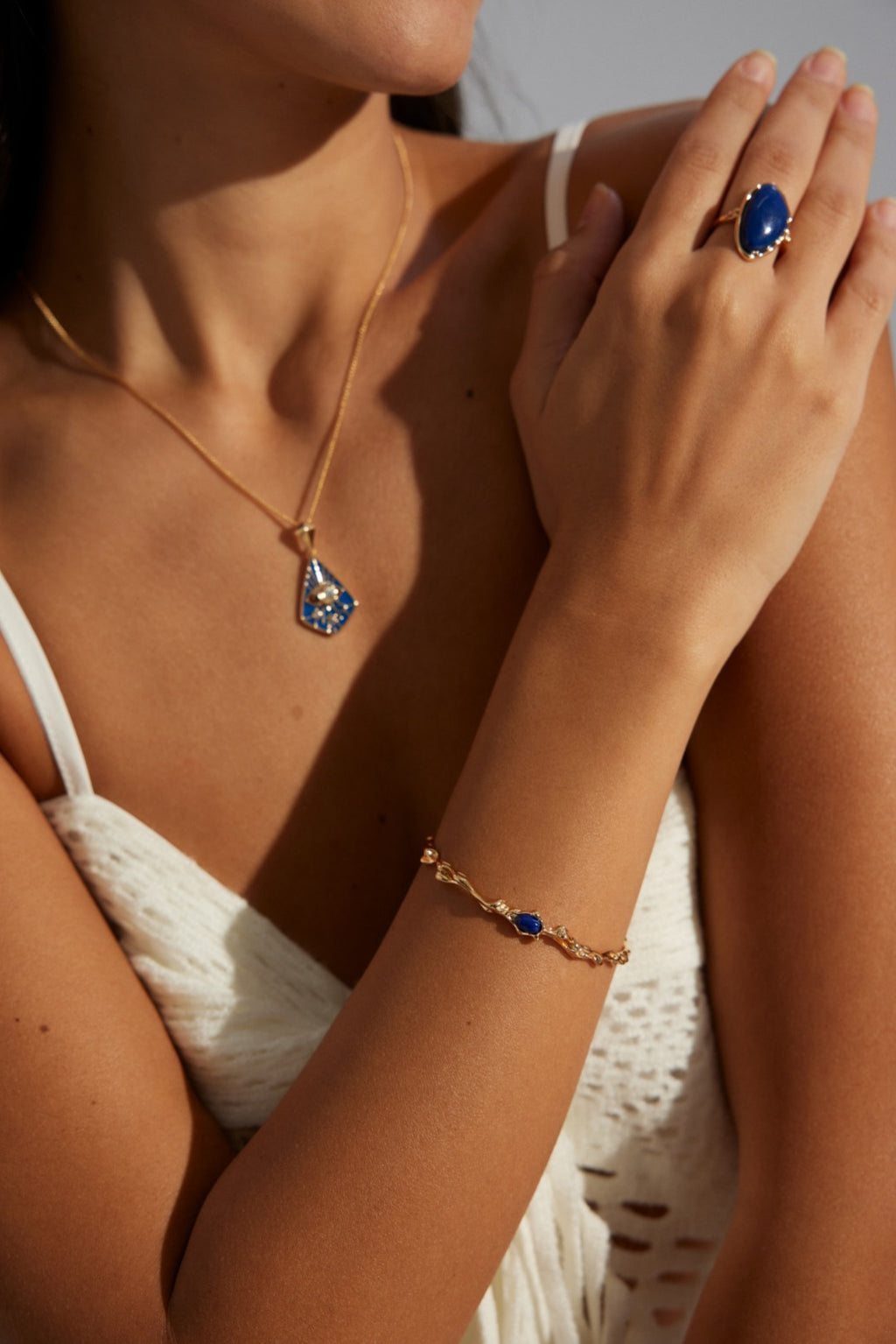925 Sterling Silver Lapis Lazuli Bangle - Silver