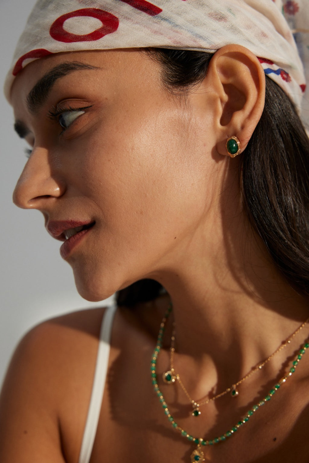925 Sterling Silver Malachite Earrings - Vintage Gold