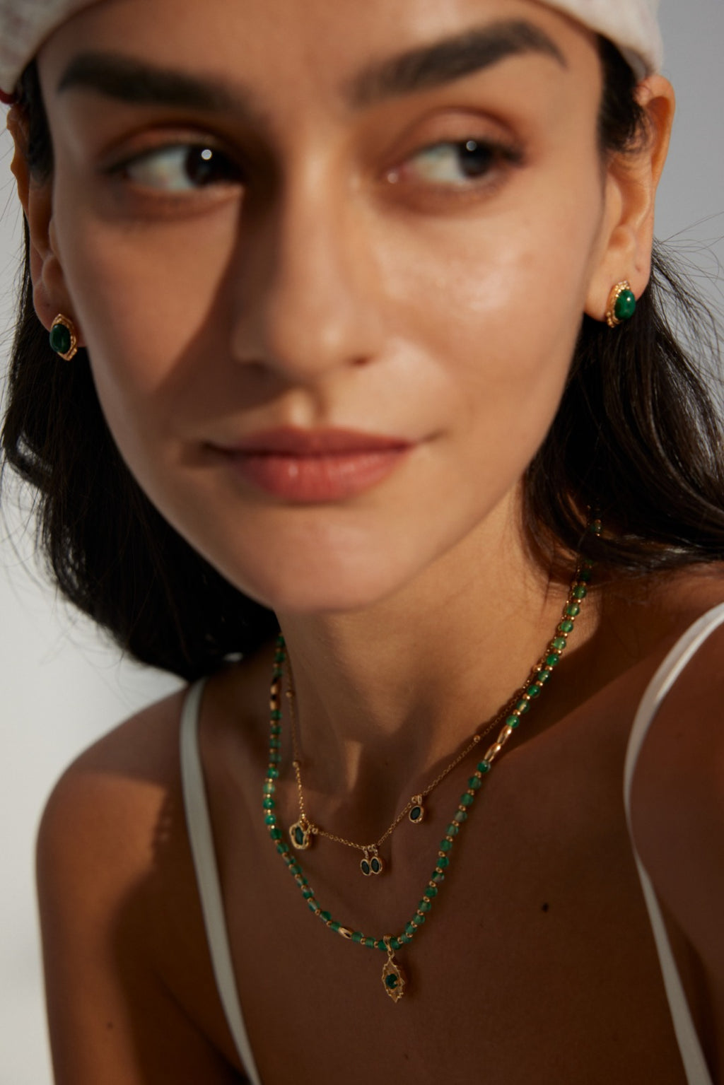 925 Sterling Silver Malachite Earrings - Vintage Gold