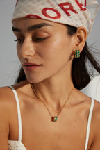 925 Sterling Silver Vintage Enamel and Cubic Zirconia Earrings - Silver