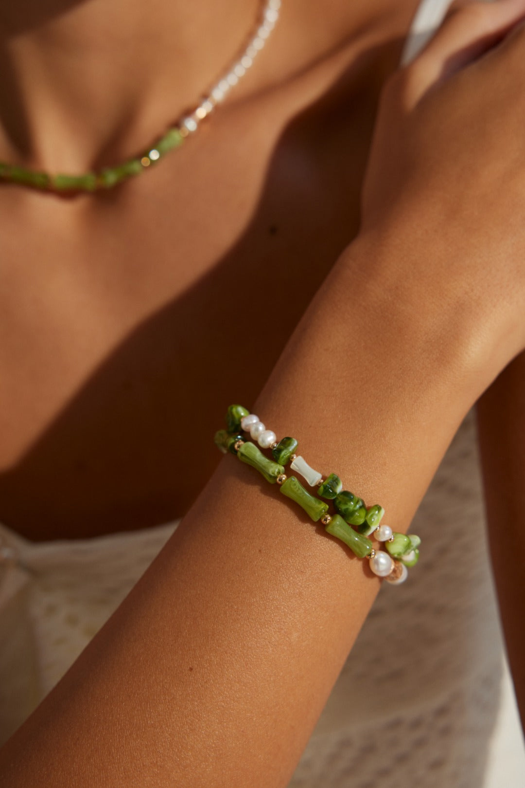 925 Sterling Silver Resin, Natural Pearl and Mother of Pearl Bracelet, product view 5