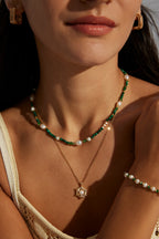 925 Sterling Silver Floral Natural Pearl Necklace - Silver