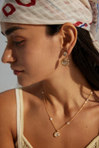 925 Sterling Silver Mother of Pearl and Cubic Zirconia Earrings - Silver