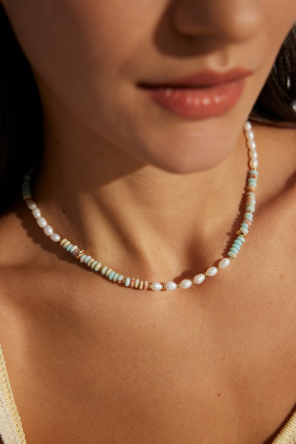 925 Sterling Silver Natural Pearl and Shoushan Stone Necklace - Silver