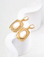 925 Sterling Silver Vintage Silver-Lip Shell Earrings - Silver