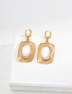 925 Sterling Silver Vintage Silver-Lip Shell Earrings - Silver