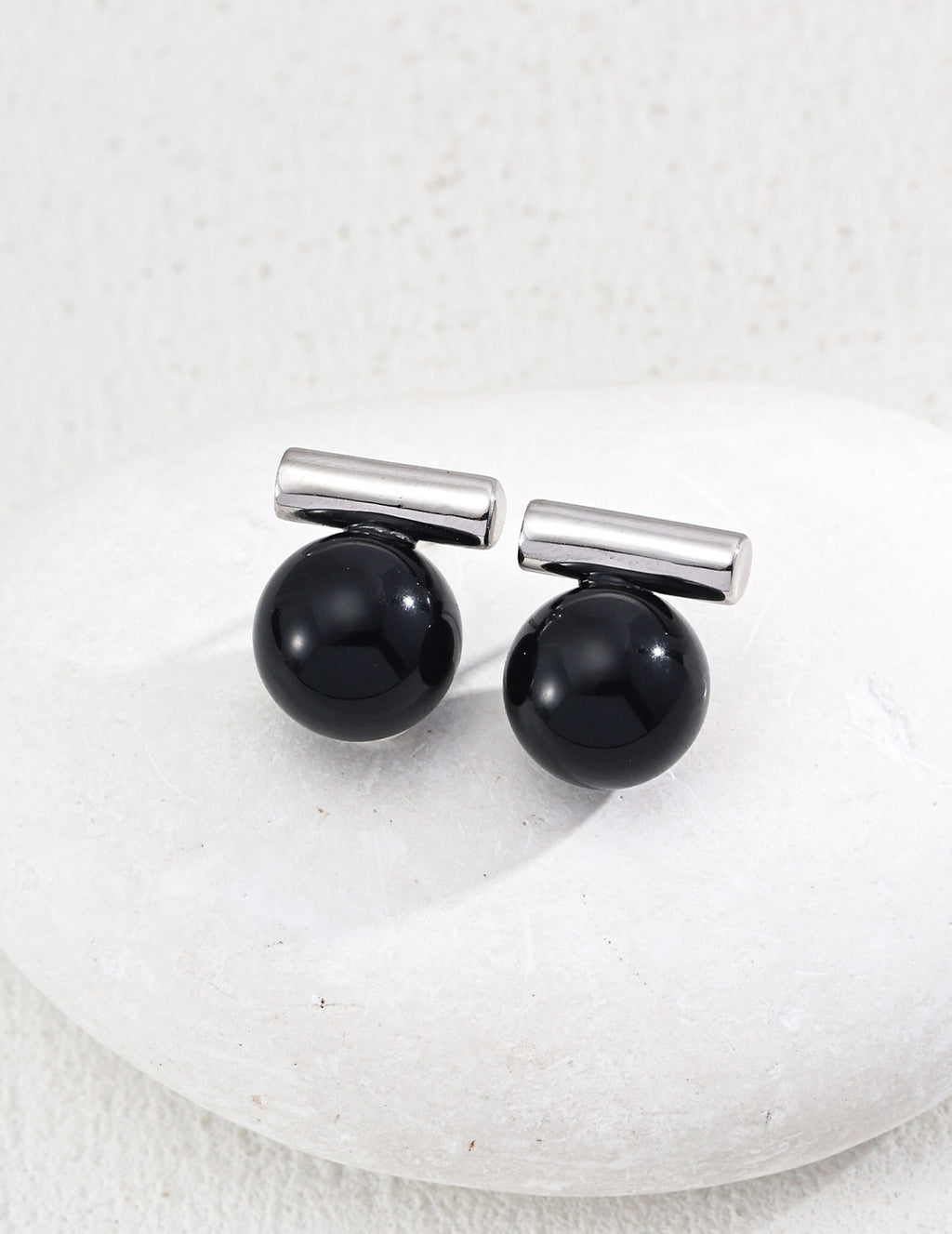 925 Sterling Silver Black Agate and Tiger’s Eye Earrings - Silver