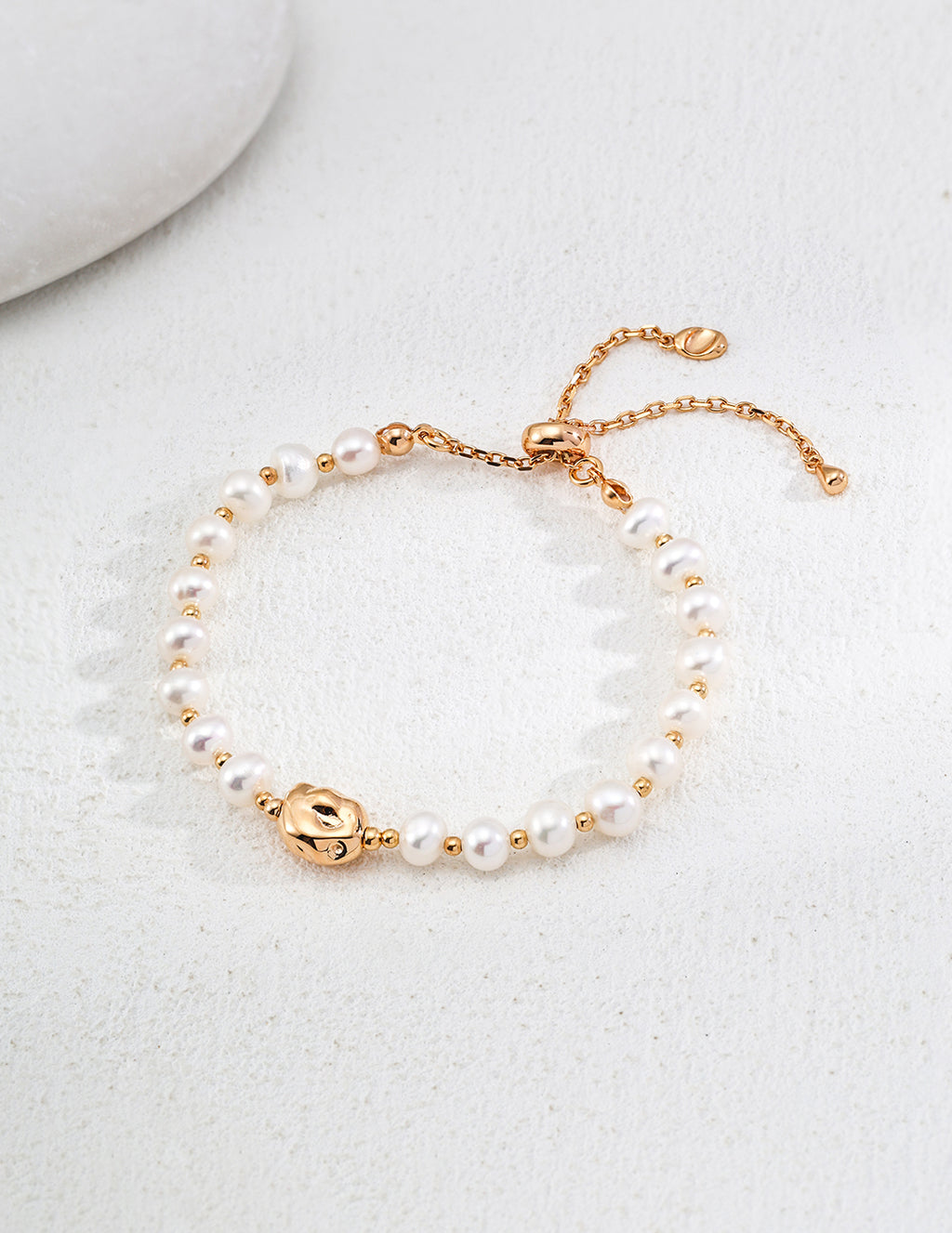 925 Sterling Silver Natural Pearl Bracelet - Silver