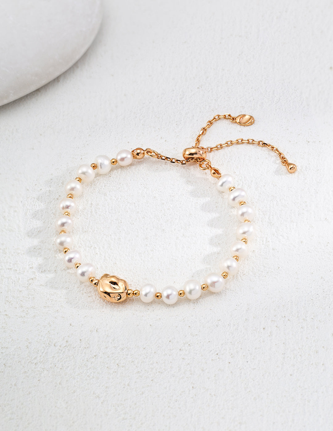 925 Sterling Silver Natural Pearl Bracelet - Silver