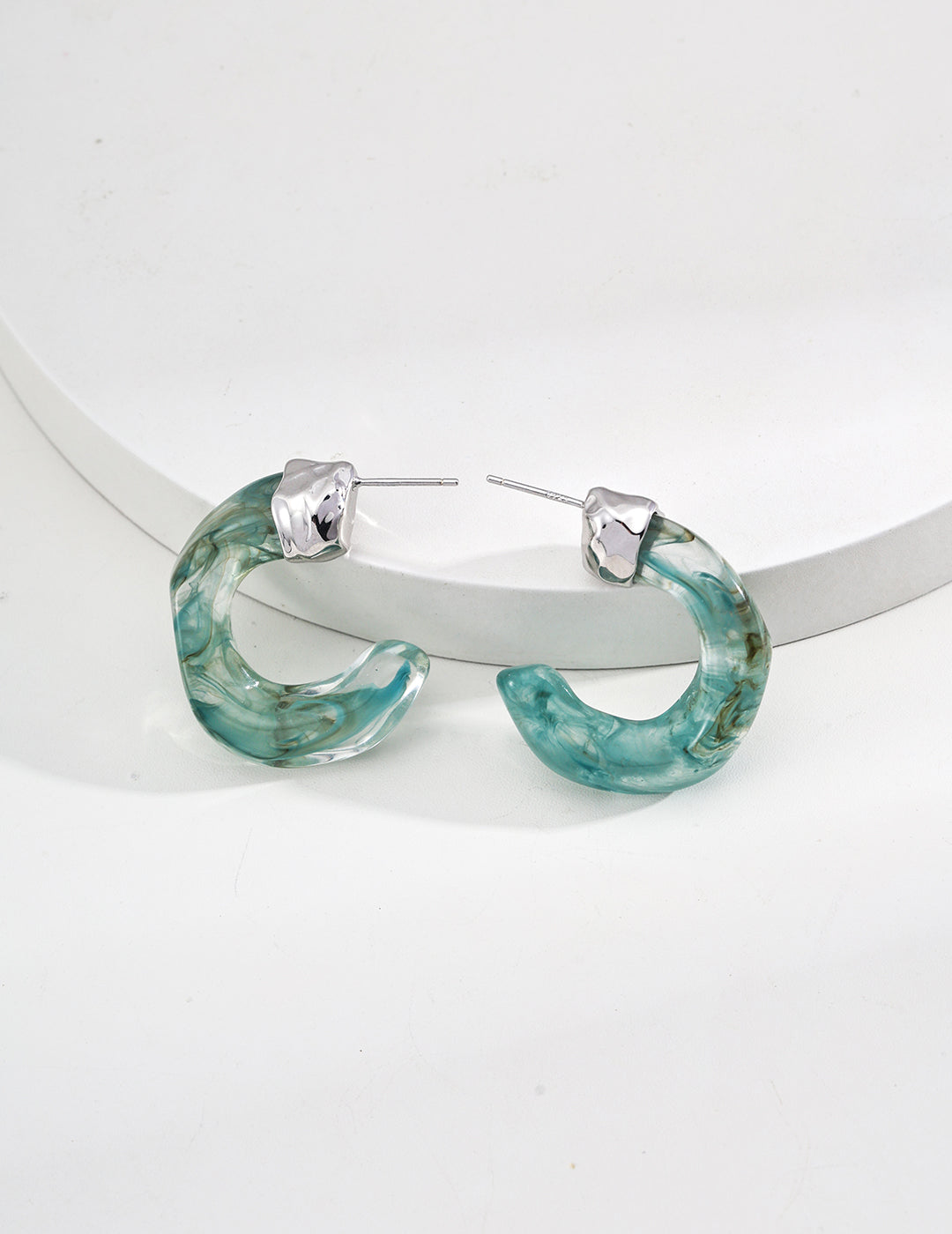 925 Sterling Silver Willow Resin Earrings, product view 3