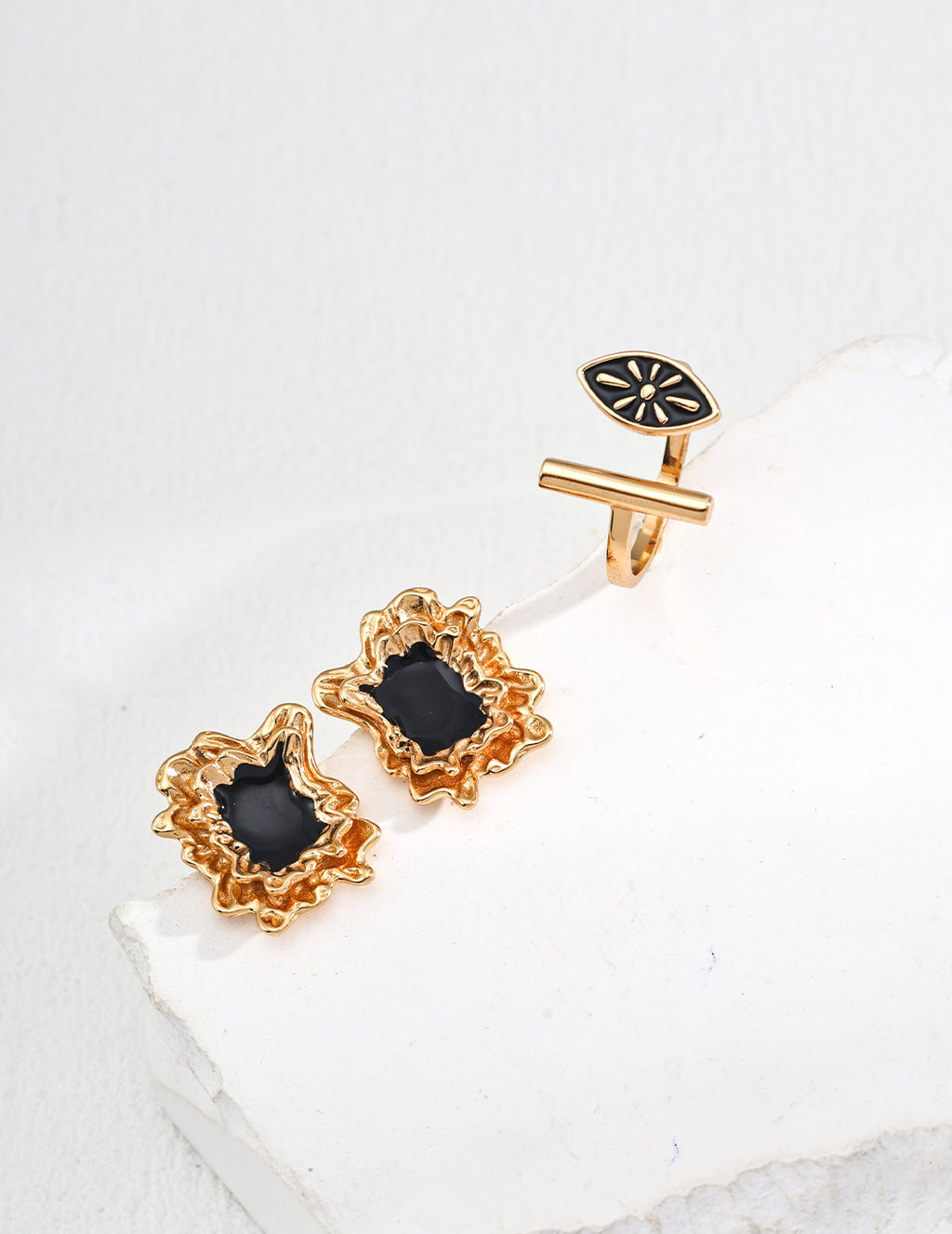 925 Sterling Silver Enamel Earrings - Silver
