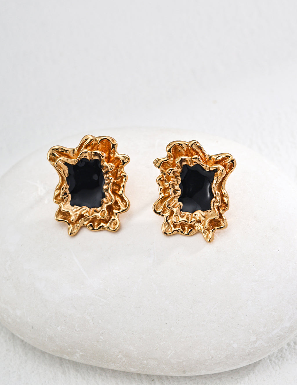 925 Sterling Silver Enamel Earrings - Silver