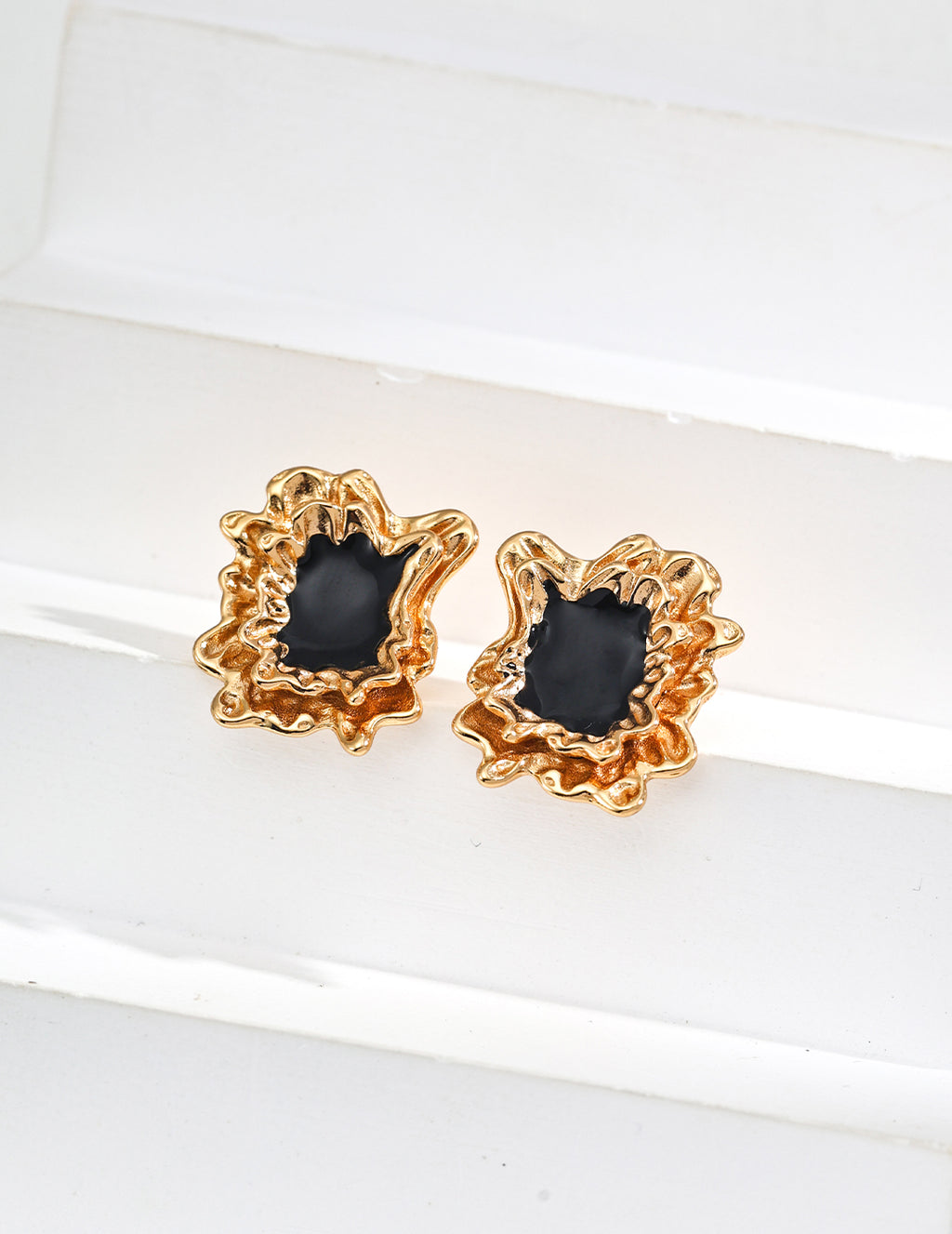925 Sterling Silver Enamel Earrings - Silver