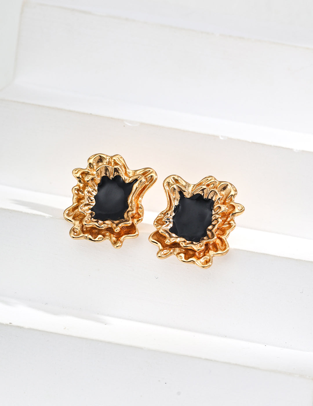 925 Sterling Silver Enamel Earrings - Silver