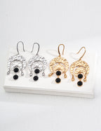 925 Sterling Silver Vintage Agate Earrings - Silver