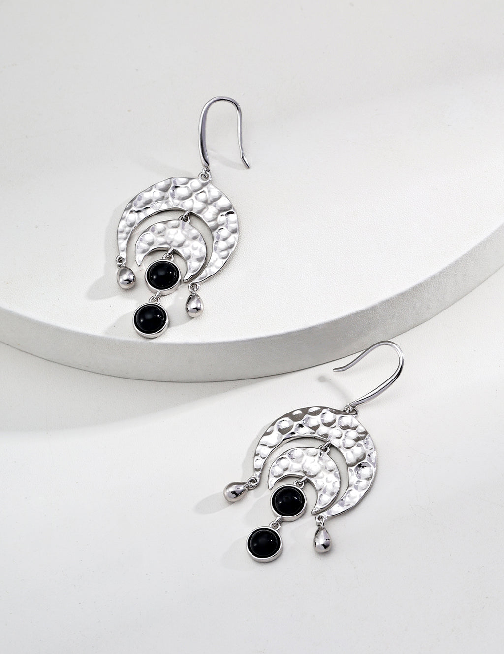 925 Sterling Silver Vintage Agate Earrings - Silver