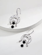 925 Sterling Silver Vintage Agate Earrings - Silver