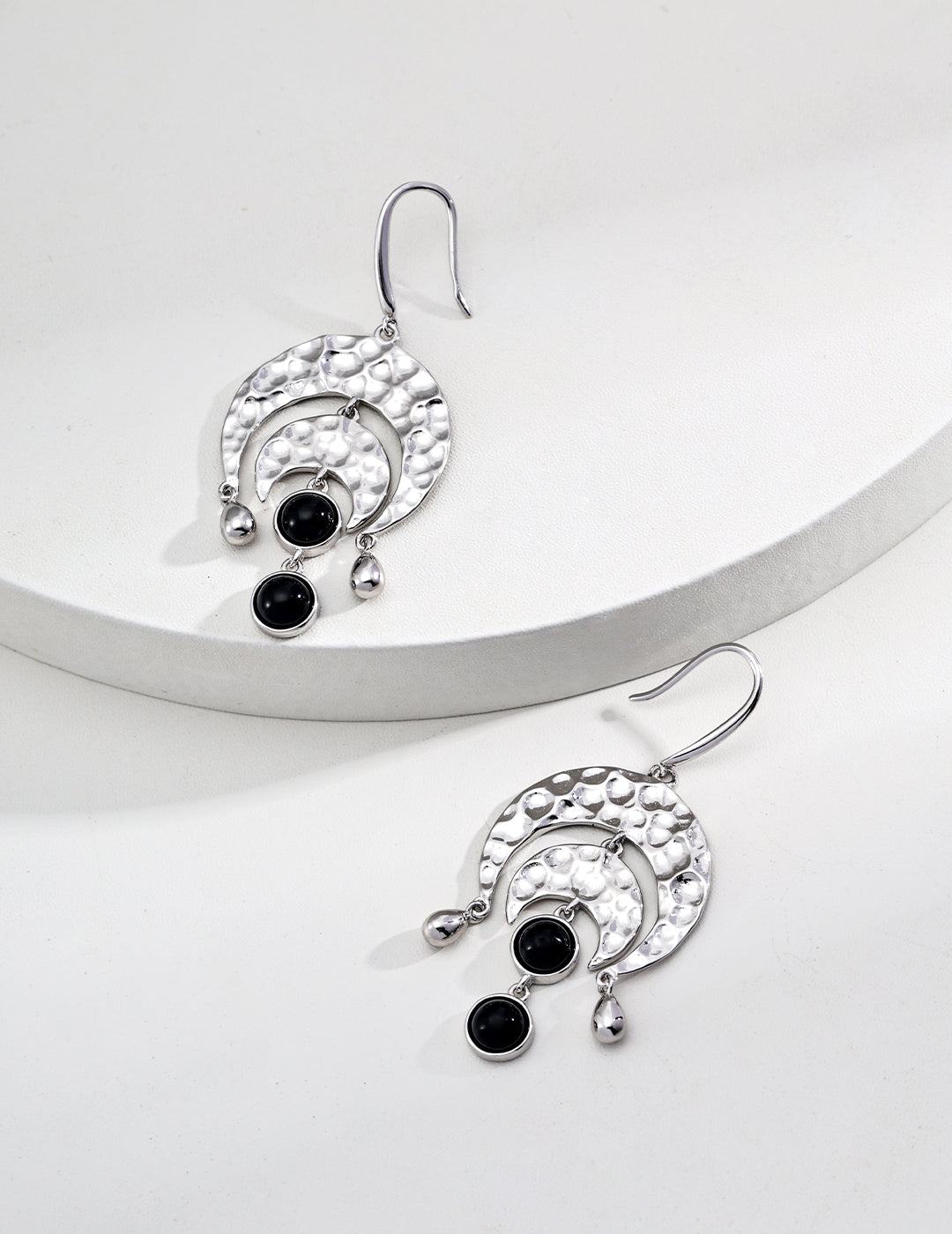 925 Sterling Silver Vintage Agate Earrings - Silver