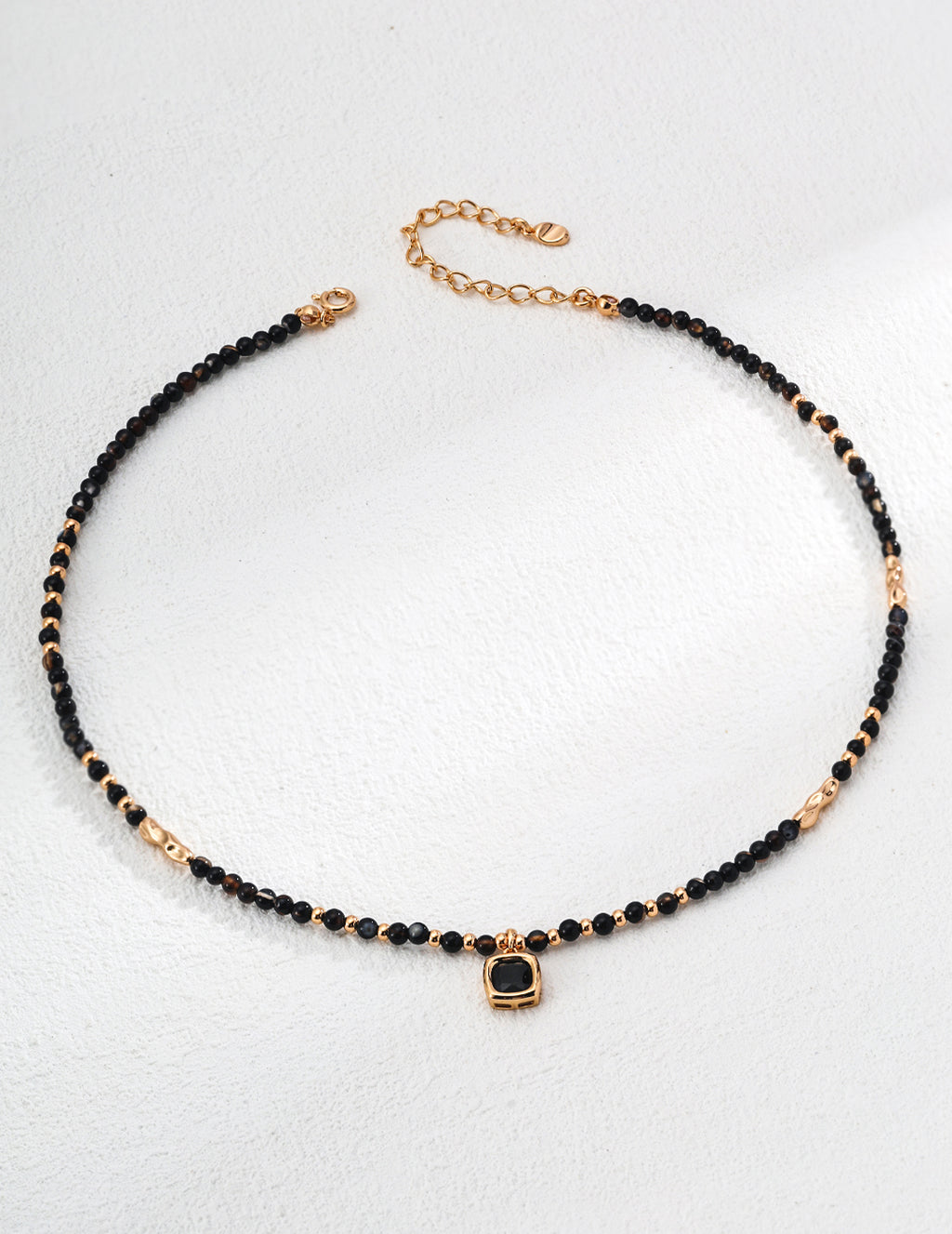 925 Sterling Silver Black Agate Necklace - Silver
