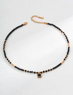 925 Sterling Silver Black Agate Necklace - Silver