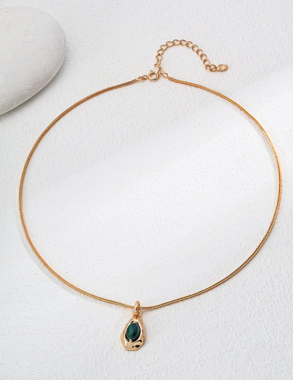 925 Sterling Silver Malachite Tiger’s Eye Pendant Necklace in tiger’s eye and malachite in silver and vintage gold, product view 11