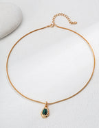 925 Sterling Silver Malachite Tiger’s Eye Pendant Necklace in tiger’s eye and malachite in silver and vintage gold, product view 11