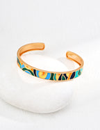 925 Sterling Silver Drip Glaze Bangle - Silver