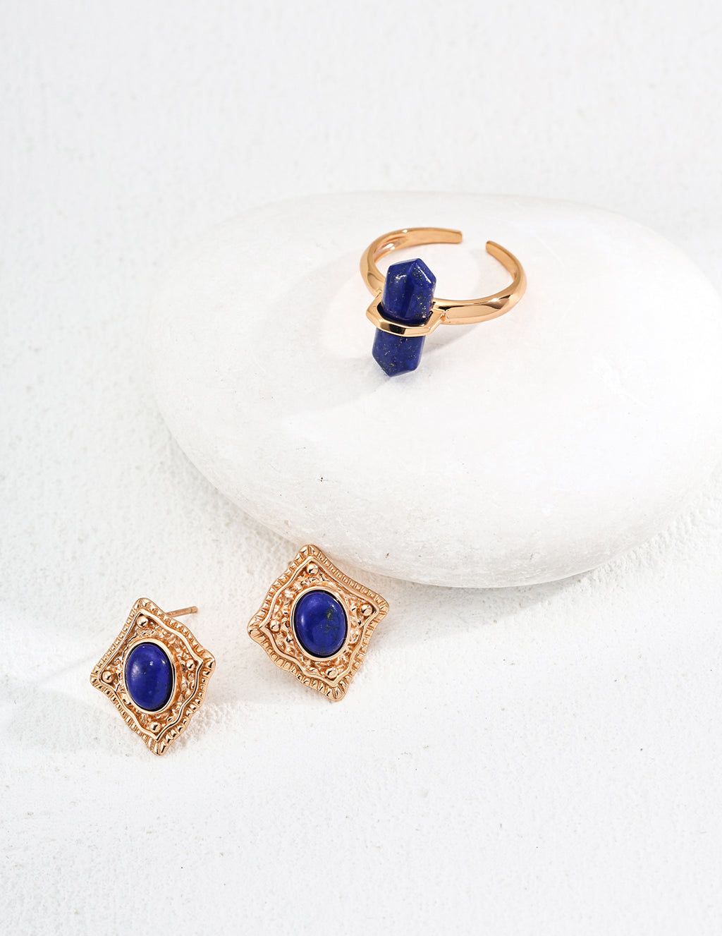 925 Sterling Silver Natural Lapis Lazuli Ring - Silver