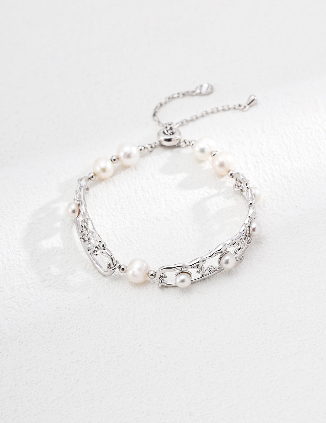 925 Sterling Silver Vintage Natural Pearl Bracelet - Silver