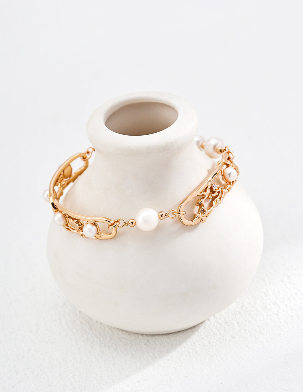 925 Sterling Silver Vintage Natural Pearl Bracelet - Silver