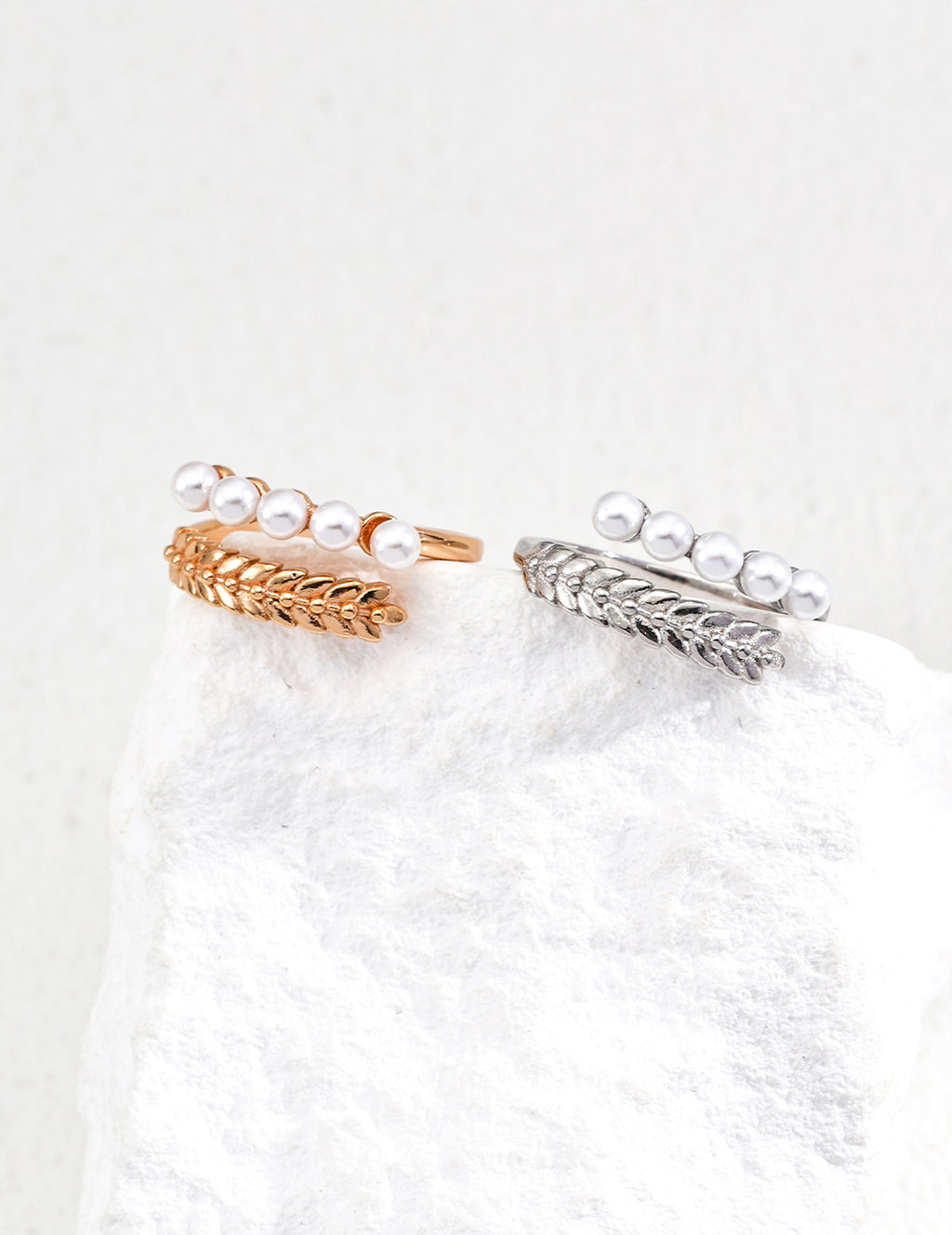 925 Sterling Silver Faux Pearl Ring - Silver